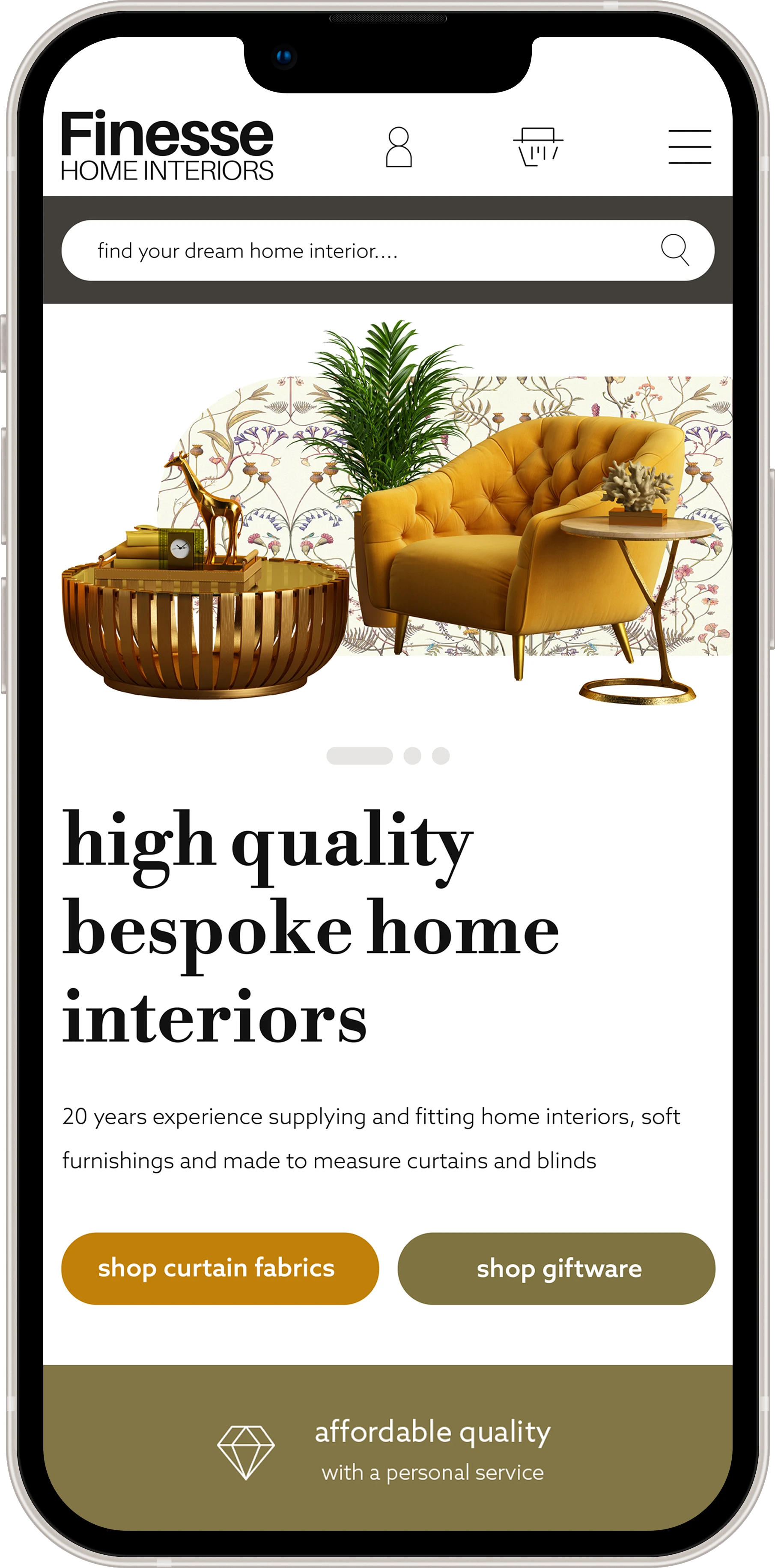 Website design and branding in Yorkshire - Finesse Interiors Shopify theme design