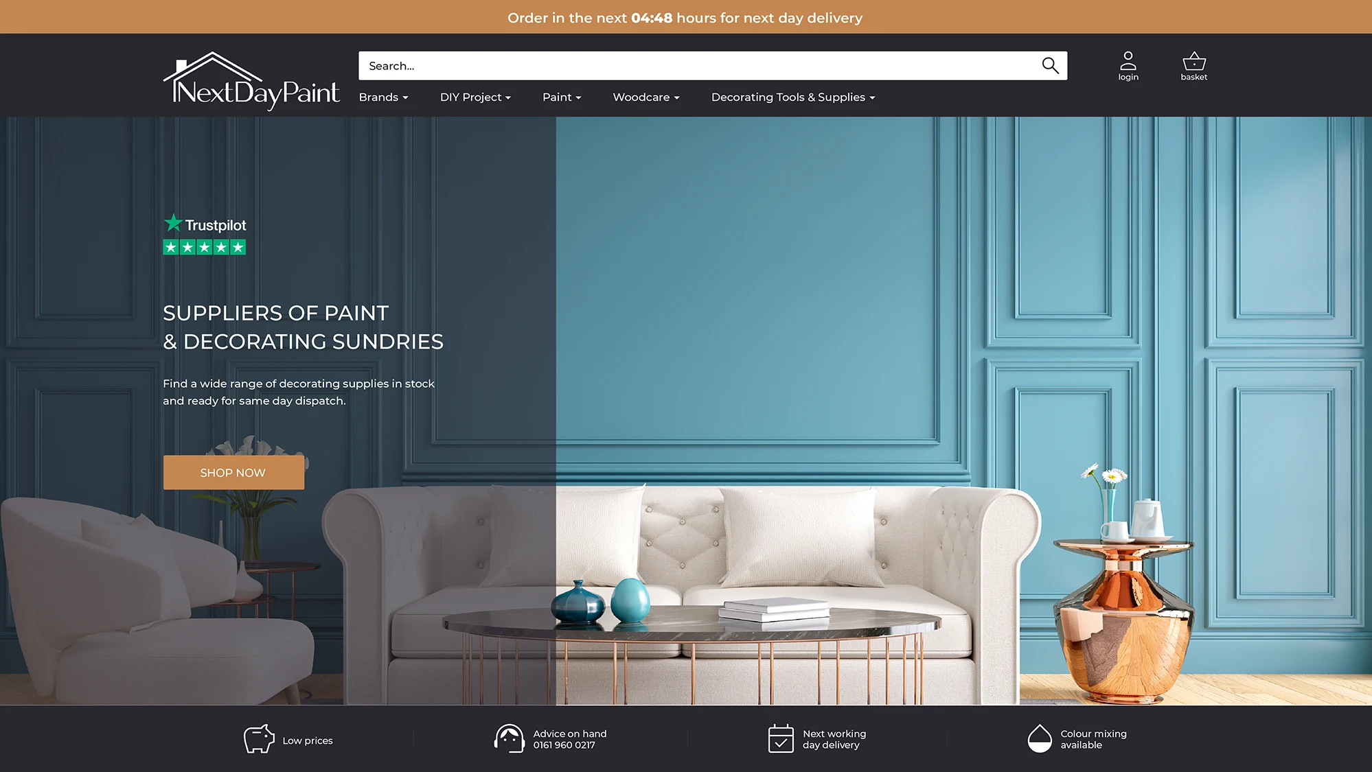 Website design and branding in Yorkshire - Next Day Paint Shopify theme design